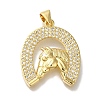 Horse Rack Plating Brass Clear Cubic Zirconia Pendants KK-U019-32G-1