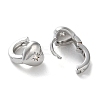 Brass Micro Pave Clear Cubic Zirconia Hoop Earrings EJEW-C121-12P-2