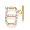 Brass Micro Pave Clear Cubic Zirconia Toggle Clasps KK-N254-74G-2