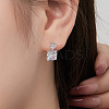Rhodium Plated 925 Sterling Silver Micro Pave Cubic Zirconia Ear Studs for Women EJEW-P231-96P-3