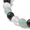 Natural Green Aventurine & Selenite & Eyeless Obsidian Round Beaded Stretch Bracelets BJEW-JB10114-01-3