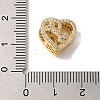 Heart with Paw Print Pattern Rack Plating Brass Micro Pave Cubic Zirconia European Beads KK-G511-05B-G-3