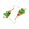 Glass Braided Beaded Christmas Tree Dangle Earrings EJEW-JE05151-02-2