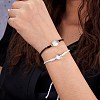 2Pcs 2 Colors Synthetic Moonstone Round Beaded Slider Bracelet BJEW-SW00057-02-6
