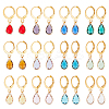 12 Pairs 12 Colors Glass Teardrop Leverback Earrings EJEW-AB00002-1