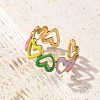Heart 304 Stainless Steel Enamel Open Cuff Rings for Women LS-RJEW-U034-01G-01-3