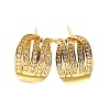 Brass Cubic Zirconia & Glass Stud Earrings EJEW-M048-02G-1