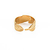 Ion Plating(IP) 304 Stainless Steel Leaf Wrap Open Cuff Ring for Women RJEW-S405-213G-2