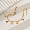 Brass Sweet Romantic Blue Evil Eye Heart Pendant Anklets for Women's Gift CA3994-4