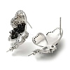 Brass Micro Pave Clear Cubic Zirconia & Quartz Stud Earring Findings KK-K388-17P-2
