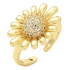 Brass Micro Pave Clear Cubic Zirconia Cuff Rings RJEW-M029-01G-1
