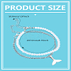 1P Zinc Alloy Twisted Chain Wahle Tail Charm Anklets and 1Pc White Faceted Round Acrylic Beaded Anklets AJEW-LP0007-68-3