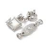 Brass Micro Pave Clear Cubic Zirconia Spring Ring Clasps KK-Z083-10P-01-2