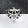 Non-Tarnish 304 Stainless Steel Hollow Out Flower Adjustable Ring LS-RJEW-T027-03P-1