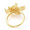 Rack Plating Brass Micro Pave Cubic Zirconia Flower Open Cuff Rings RJEW-A016-07G-3