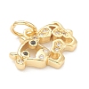 Brass Clear Cubic Zirconia Charms ZIRC-B010-22G-3