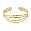 Ion Plating(IP) 304 Stainless Steel Multi Line Cuff Bangles for Women BJEW-L682-006G-1