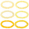 6Pcs 6 Styles 8mm Glass Round Beaded Stretch Bracelet Sets BJEW-TAC0020-2