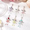 6Pcs 6 Colors Fairy Alloy Beaded & Glass & Acrylic Beaded Pendant Decoration HJEW-JM03064-1