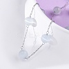 304 Stainless Steel Cat Eye Round Beads Handmade Chain Necklaces for Women NJEW-C073-01P-06-2