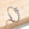 S925 Sterling Silver Adjustable Letter Rings for Women RJEW-M068-01P-M-1