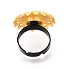 Adjustable Flower Alloy & Iron Bezel Cup Ring Base with Rotatable Tray MAK-T012-08G-3