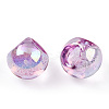 UV Plating Rainbow Iridescent Acrylic Beads X-OACR-G012-04E-3