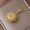 Vintage 304 Stainless Steel Sun Pendant Necklace with Dyed Synthetic Turquoise Stone for Women TN1181-4
