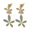 304 Stainless Steel Enamel Flower Dangle Stud Earrings LS-EJEW-G451-02G-2