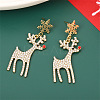 Snowflake with Deer Alloy Enamel Dangle Stud Earrings FS-WGC4262-01-3