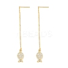Fish Brass Micro Pave Clear Cubic Zirconia Ear Thread EJEW-H182-12G-4