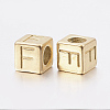 304 Stainless Steel Large Hole Letter European Beads X-STAS-H428-01G-F-2