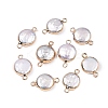 Electroplated Natural Keshi Pearl Flat Round Connector Charms LS-PEAR-S018-02C-03-1