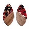Transparent Resin and Walnut Wood Pendants RESI-T057-05E-2