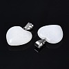Heart Natural White Jade Pendants G-Q438-01-4
