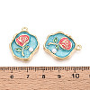 Rack Plating Alloy Enamel and ABS Imitation Pearl Pendants ENAM-T024-88A-G-3