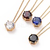 Flat Round Cubic Zirconia Pendant Necklace NJEW-G018-05M-G-1