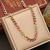 8MM 201 Stainless Steel Enamel Cuban Link Chain Necklaces LS-NJEW-H085-02G-2