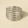 Geometric Multi-layer 304 Stainless Steel Adjustable Cuff Open Rings for Women PC6730-1-1