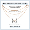Alloy Pave Clear Cubic Zirconia Flat Round Pendant 3 Layer Necklaces NJEW-LP0009-45-2