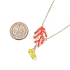 Handmade Glass Seed Beaded Leaf Shape Pendant Brass Cable Chain Necklaces for Women NJEW-MZ00127-02-3