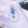 Glass Star & Alloy Flower Pendant Decoration HJEW-YW00071-03-1