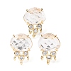 Brass Micro Pave Cubic Zirconia Stud Earring Findings with Natural Quartz Crystal KK-Z096-05G-08-1