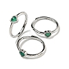 Heart Natural Dyed & Heated Green Onyx Agate Adjustable Rings RJEW-Q818-02P-04-1