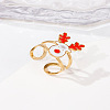 304 Stainless Steel with Enamel Cuff Rings for Women LS-RJEW-Z116-01G-04-1