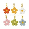 6Pcs 6 Colors Weave Flower Polyester Pendant Decorations X-HJEW-JM02889-2