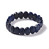Natural Lapis Lazuli Oval Beaded Stretch Bracelet G-E010-01Q-1