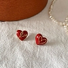 Heart & Word Love Enamel Asymmetrical Earrings LS-EJEW-Z018-02A-1