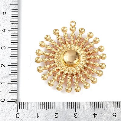 304 Stainless Steel and Resin Flower Pendants STAS-R170-03G-02-1