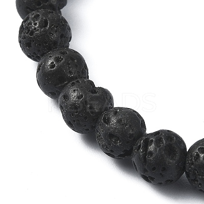 Natural Lava Rock Round Beaded Bracelets BJEW-JB09881-07-1